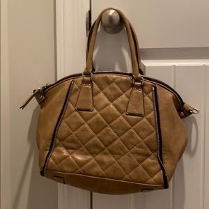 Boutique Brown Bag with Zipper Accents